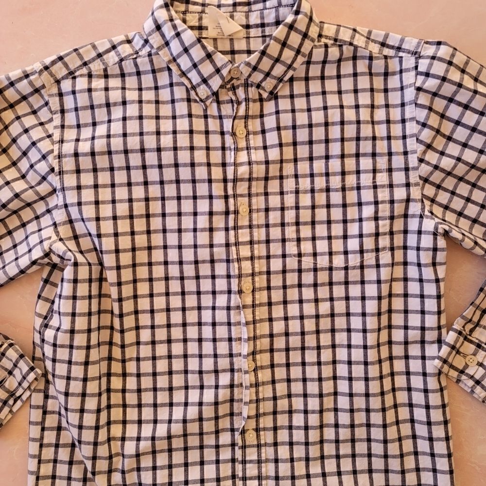 Crazy 8 boys kid youth XL plaid button up long sleeve collared dress shirt